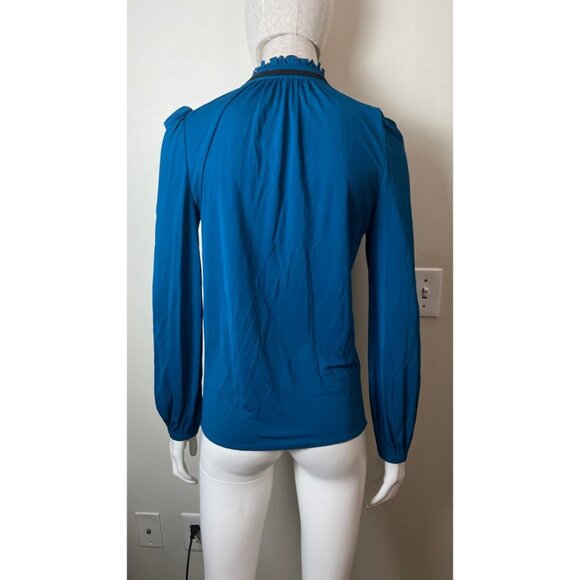 ROBERTO CAVALLI  MANDARIN RUFFLE COLLAR BLOUSE SMALL - Picture 7 of 10